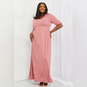 Celeste Sweetheart Short Sleeve Maxi Dress in Light Mauve